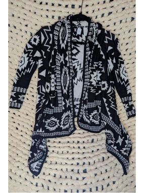 H&M Aztec Cardigan Sweater | Black & White | XS